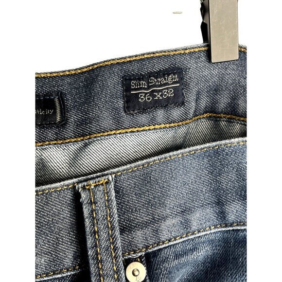 Paper Denim and Cloth Jeans Mens Slim Straight Size 36 32 Dark Blue Casual Pants - Picture 7 of 11